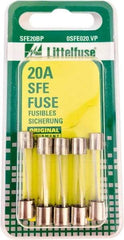 Value Collection - 32V AC/DC, 20 Amp, Fast-Acting Miniature Glass/Ceramic Fuse - 1-1/4" OAL, 1/4" Diam - USA Tool & Supply