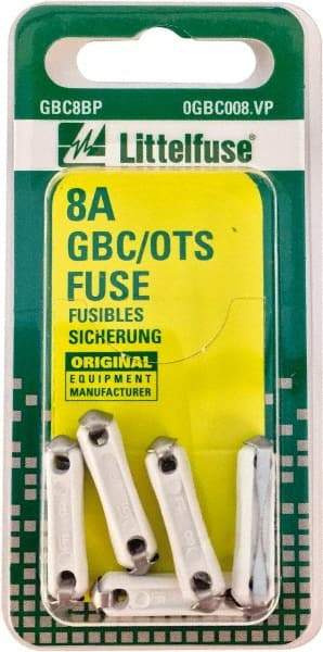 Value Collection - 32 VAC/VDC, 8 Amp, Miniature Glass/Ceramic Fuse - 25mm OAL, 6mm Diam - USA Tool & Supply
