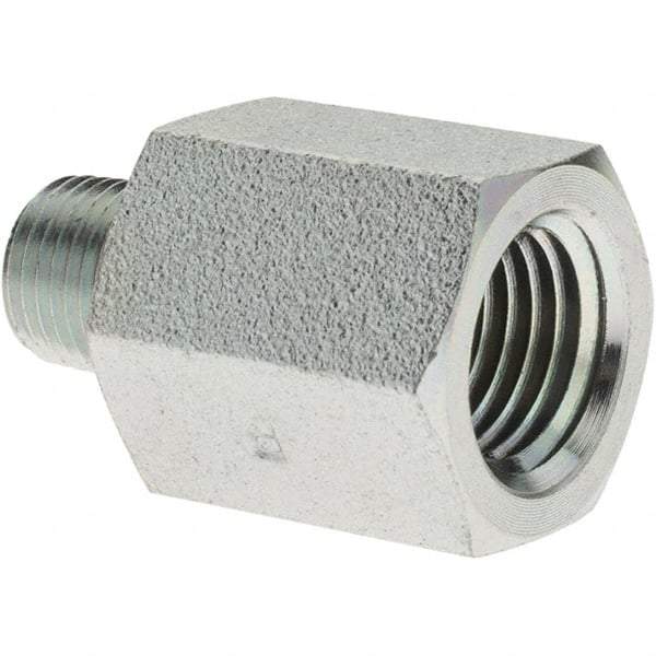 Parker - 1/8 Male Thread x 1/4 Female Thread, Steel Industrial Pipe Adapter - MNPTF x FNPTF, 6,000 psi - USA Tool & Supply