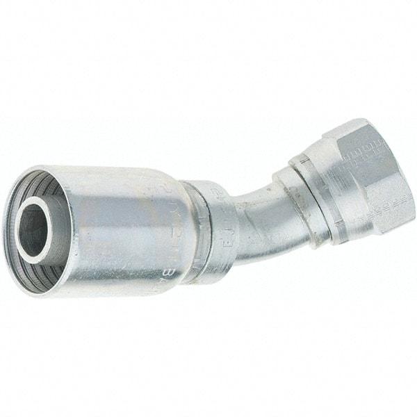 Parker - 1-1/16-12 Female JIC Steel Hydraulic Hose Female JIC Swivel & 45° Elbow - -12 Hose Size, 3/4" Hose Diam - USA Tool & Supply