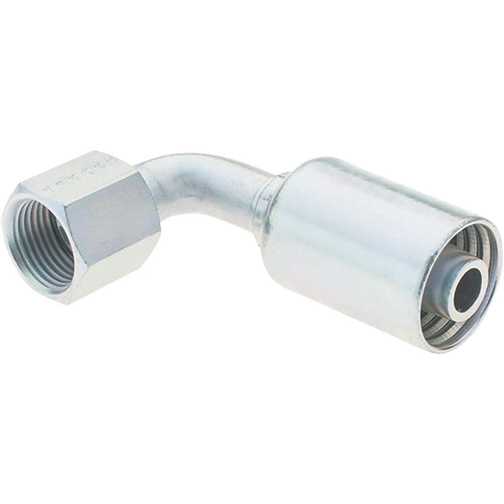 Parker - 3/4-16 Female JIC Steel Hydraulic Hose Female JIC Swivel & 90° Elbow - -8 Hose Size, 1/2" Hose Diam - USA Tool & Supply