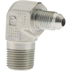 Parker - 1/4" Tube OD, 37° Steel Flared Tube 90° Elbow - 3/8-18 NPTF, Flare x NPTF Ends - USA Tool & Supply