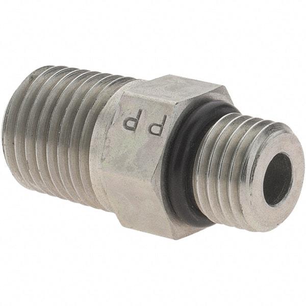 Parker - 7/16-20 SAE ORB Steel Hydraulic Hose Adapter - 6,000 psi, -4 Hose Size, 1/4" Hose Diam - USA Tool & Supply