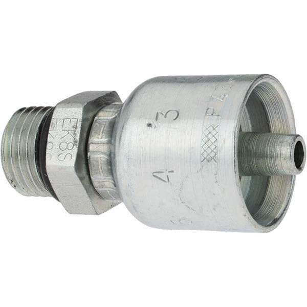 Parker - 9/16-18 Male ORB Steel Hydraulic Hose Male Rigid Fitting - -4 Hose Size, 1/4" Hose Diam - USA Tool & Supply