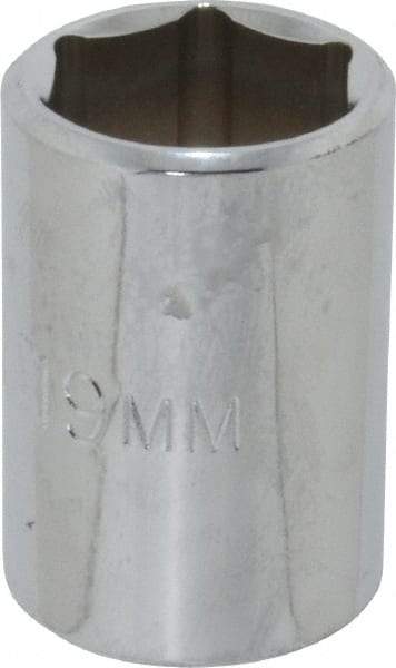 Proto - 1/2" Drive, Standard Hand Socket - 6 Points, 1-1/2" OAL, Chrome Finish - USA Tool & Supply