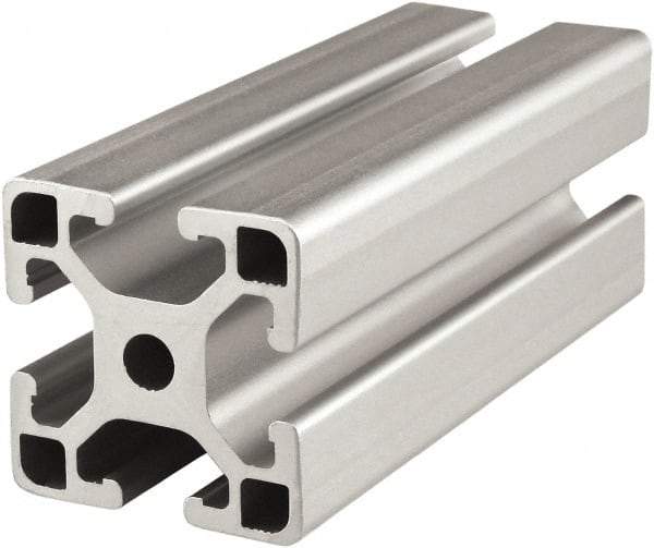 80/20 Inc. - 4 Meters Long x 40 mm Wide x 40 mm Deep, T-Slotted Aluminum Extrusion - Clear Anodized Finish - USA Tool & Supply