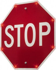 TAPCO - "Stop", 30" Wide x 30" High, Metal Stop & Yield Signs - White on Red, Diamond Grade Reflectivity, Octagon, Post Mount - USA Tool & Supply