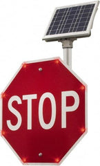 TAPCO - "Stop", 36" Wide x 36" High, Metal Stop & Yield Signs - White on Red, Diamond Grade Reflectivity, Octagon, Post Mount - USA Tool & Supply
