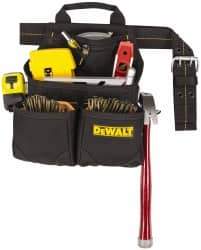 DeWALT - 29 to 46" Waist Nail & Tool Pouch - 6 Pocket, Black, Polyester - USA Tool & Supply