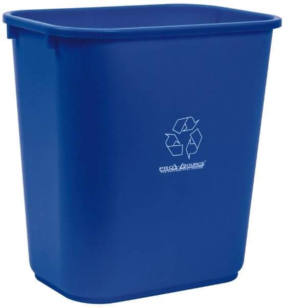 PRO-SOURCE - 28 Qt Blue Rectangle Recycling Container - Polyethylene, 15" High x 10-1/2" Long x 15" Wide - USA Tool & Supply