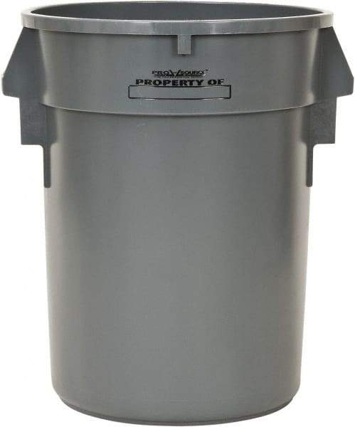 PRO-SOURCE - 32 Gal Round Trash Can - 31-3/4 Inch High, Gray, Polyethylene, Vented Rib Style, USDA Approved - USA Tool & Supply