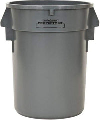 PRO-SOURCE - 32 Gal Round Trash Can - 31-3/4 Inch High, Gray, Polyethylene, Vented Rib Style, USDA Approved - USA Tool & Supply