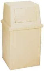 PRO-SOURCE - 35 Gal Beige Rectangle Trash Can - Polyethylene, 39-1/2" High - USA Tool & Supply