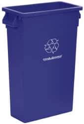 PRO-SOURCE - 23 Gal Blue Rectangle Recycling Container - Polyethylene, 15" High x 11" Long x 23" Wide - USA Tool & Supply