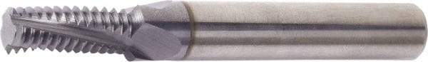 Vargus - 10-32 UN, 0.121" Cutting Diam, 3 Flute, Solid Carbide Helical Flute Thread Mill - Internal Thread, 5/16" LOC, 2" OAL, 1/8" Shank Diam - USA Tool & Supply