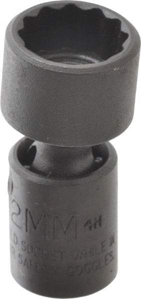 Proto - 1/4" Drive 12mm Standard Universal Impact Socket - 12 Points, 1-19/32" OAL - USA Tool & Supply