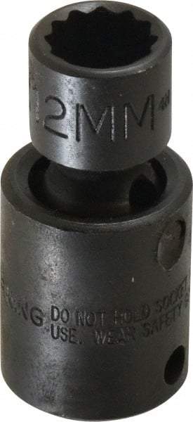 Proto - 3/8" Drive 12mm Standard Universal Impact Socket - 6 Points, 2" OAL - USA Tool & Supply