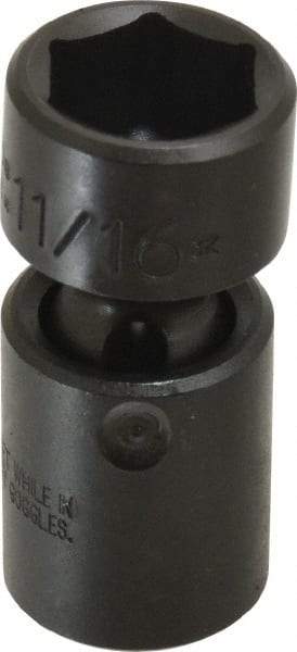 Proto - 3/8" Drive 11/16" Standard Universal Impact Socket - 6 Points, 2" OAL - USA Tool & Supply