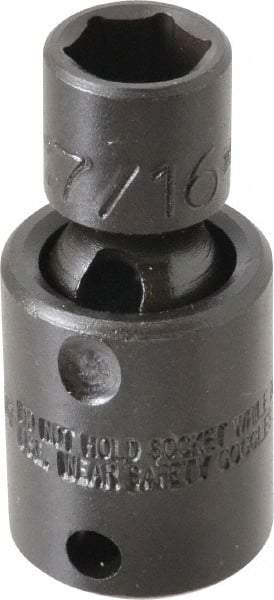Proto - 3/8" Drive 7/16" Standard Universal Impact Socket - 6 Points, 2" OAL - USA Tool & Supply