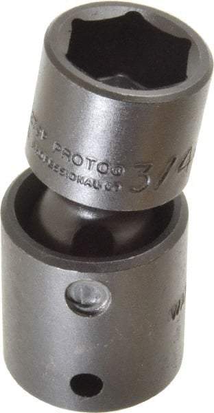 Proto - 1/2" Drive 3/4" Standard Universal Impact Socket - 6 Points, 2-19/32" OAL - USA Tool & Supply