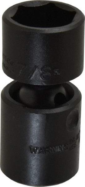 Proto - 1/2" Drive 7/8" Standard Universal Impact Socket - 6 Points, 2-19/32" OAL - USA Tool & Supply