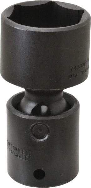 Proto - 1/2" Drive 1-1/4" Standard Universal Impact Socket - 6 Points, 3-13/64" OAL - USA Tool & Supply