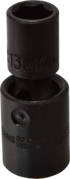 Proto - 1/2" Drive 13mm Standard Universal Impact Socket - 6 Points, 2-19/32" OAL - USA Tool & Supply