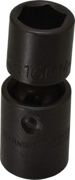 Proto - 1/2" Drive 16mm Standard Universal Impact Socket - 6 Points, 2-11/16" OAL - USA Tool & Supply