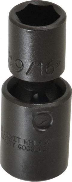 Proto - 1/2" Drive 9/16" Standard Universal Impact Socket - 6 Points, 2-19/32" OAL - USA Tool & Supply