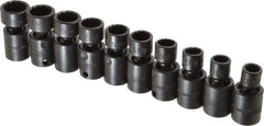Proto - 10 Piece 3/8" Drive Standard Impact Socket Set - 12 Points, 10 to 19mm, Metric Measurement Standard - USA Tool & Supply