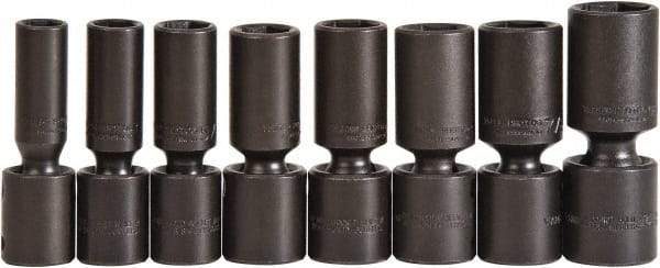 Proto - 8 Piece 1/2" Drive Deep Impact Socket Set - 6 Points, 1/2 to 15/16", Inch Measurement Standard - USA Tool & Supply