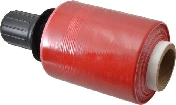 Stretch Associates - 5" x 1,000' 80 Gauge Red Bundling Stretch Film with Dispenser - 4 Piece, 80 Gauge, Red - USA Tool & Supply