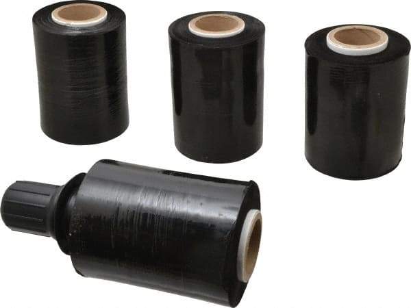Stretch Associates - 5" x 1,000' 80 Gauge Black Bundling Stretch Film with Dispenser - 4 Piece, 80 Gauge, Black - USA Tool & Supply