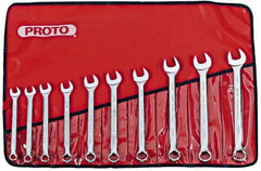 Proto - 10 Piece, 11mm to 19mm, 6 Point Combination Wrench Set - Metric Measurement Standard, Satin Chrome Finish, Comes in Nylon Roll - USA Tool & Supply