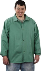 Steel Grip - Size L Welding & Flame Resistant/Retardant Jacket - Green, Cotton, Snaps Closure, 44 to 46" Chest - USA Tool & Supply