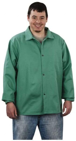 Steel Grip - Size XL Welding & Flame Resistant/Retardant Jacket - Green, Cotton, Snaps Closure, 48 to 50" Chest - USA Tool & Supply