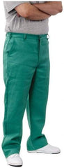 PRO-SAFE - Cotton Flame Resistant/Retardant Pants - Zipper Closure, 3 Pockets, 32" Waist, 32" Inseam, Green - USA Tool & Supply