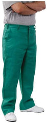 PRO-SAFE - Cotton Flame Resistant/Retardant Pants - Zipper Closure, 3 Pockets, 40" Waist, 32" Inseam, Green - USA Tool & Supply
