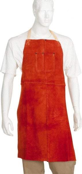 PRO-SAFE - 24 x 36" Flame Resistant/Retardant Bib Apron - Split Leather, 11 oz Material, Gray, 0 Pockets - USA Tool & Supply