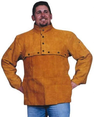 PRO-SAFE - Size L, 42-44" Chest, Flame Resistant, Cape Sleeve with Bib - Split Leather, Bright Gold - USA Tool & Supply