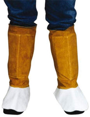PRO-SAFE - Split Cowhide Leather Flame Resistant/Retardant Leggings - No Pockets, Brown - USA Tool & Supply