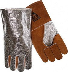 Steiner - Size Universal Wool Lined Aluminized Leather Welding Glove - 14" OAL, Gauntlet Cuff, For General Welding - USA Tool & Supply