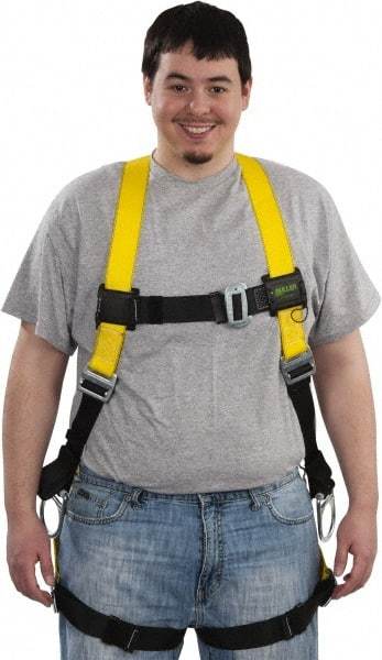 Miller - 400 Lb Capacity, Size Universal, Full Body Construction Safety Harness - Polyester, Side D-Ring, Mating Leg Strap, Mating Chest Strap, Yellow/Black - USA Tool & Supply