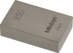 Mitutoyo - 0.85" Rectangular Steel Gage Block - Accuracy Grade 0, Includes Certificate of Inspection - USA Tool & Supply