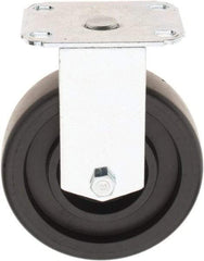 E.R. Wagner - 5" Diam x 1-1/4" Wide x 6-1/4" OAH Top Plate Mount Rigid Caster - Polyolefin, 450 Lb Capacity, Delrin Bearing, 2-3/4 x 3-3/4" Plate - USA Tool & Supply