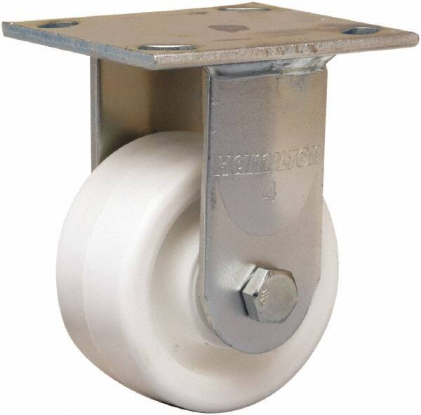 Hamilton - 4" Diam x 2" Wide x 5-5/8" OAH Top Plate Mount Rigid Caster - Polyolefin, 550 Lb Capacity, Delrin Bearing, 4 x 4-1/2" Plate - USA Tool & Supply