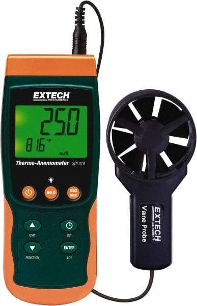 Extech - 0.4 to 25 m/Sec Air Thermo Anemometer - 122°F Max - USA Tool & Supply