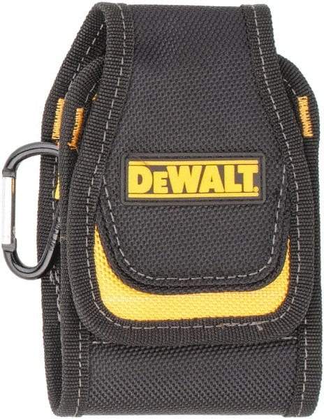 DeWALT - 3 Pocket Cell Phone Holster - Ballistic Polyester, Black & Yellow, 3.2" Wide x 5" High - USA Tool & Supply