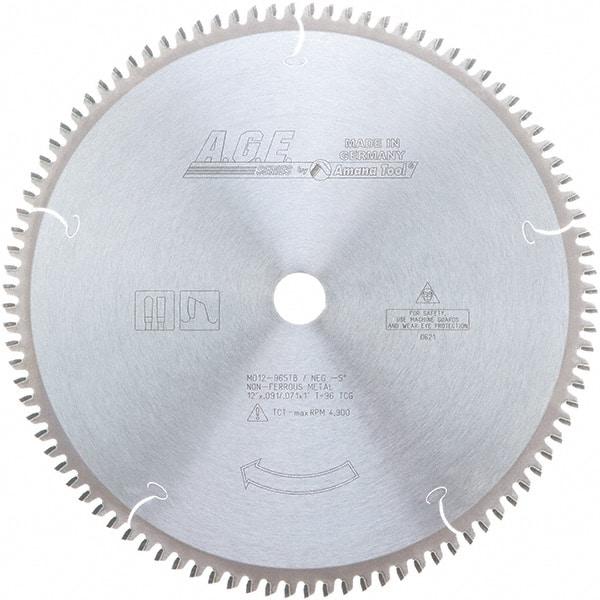 Amana Tool - 12" Diam, 1" Arbor Hole Diam, 96 Tooth Wet & Dry Cut Saw Blade - Carbide-Tipped, Clean Action, Standard Round Arbor - USA Tool & Supply