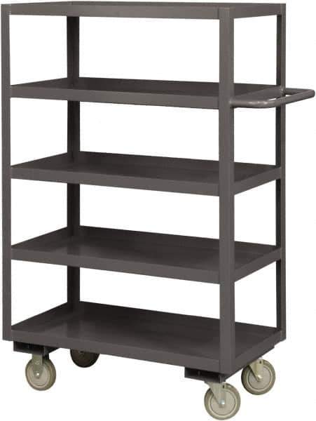 Durham - 1,200 Lb Capacity, 24" Wide x 48" Long x 55-5/8" High Service Cart - 5 Shelf, Steel, 2 Rigid/2 Swivel Casters - USA Tool & Supply